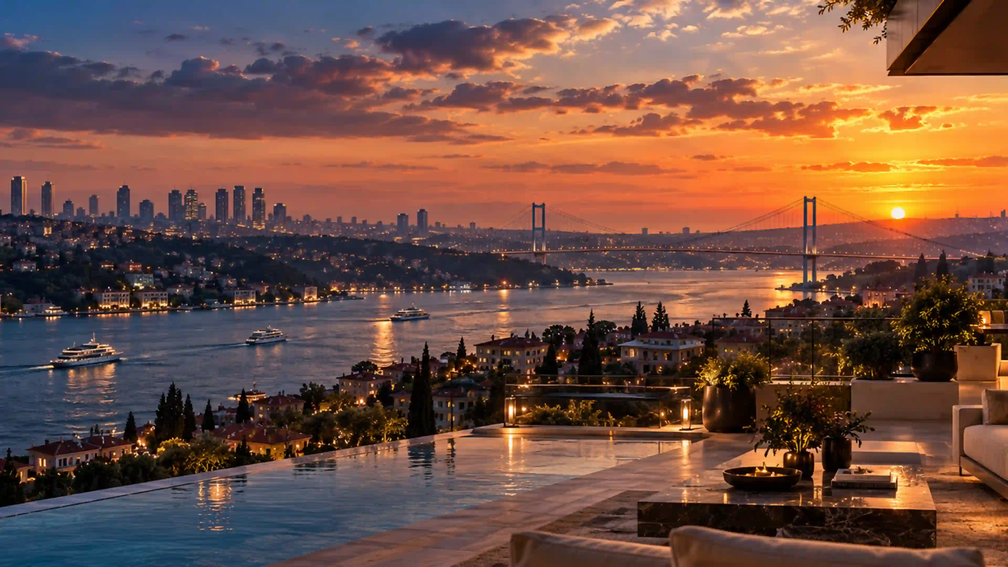 Istanbul and Bosphorus at night