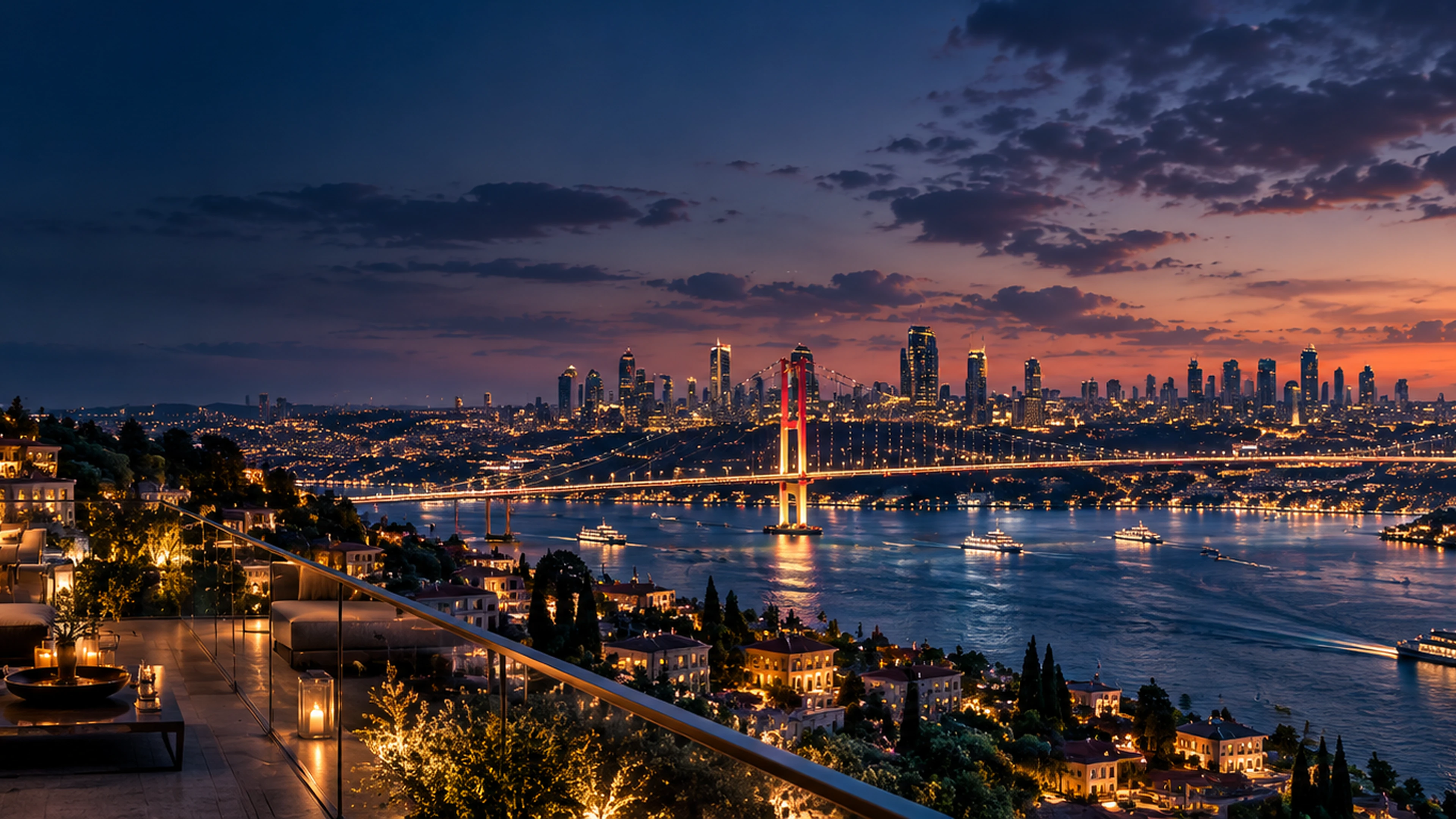 Istanbul urban skyline at blue hour